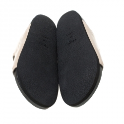 Pre Owned Celine Nude Beige Patent Leather Slide Sandals Size 37