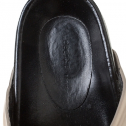 Pre Owned Celine Nude Beige Patent Leather Slide Sandals Size 37