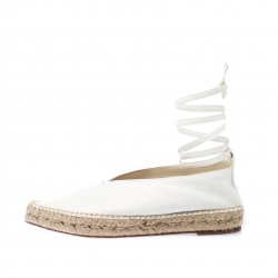 Celine White Leather Babouche  Pointed Toe Espadrilles Size 37
