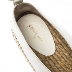Celine White Leather Babouche  Pointed Toe Espadrilles Size 37