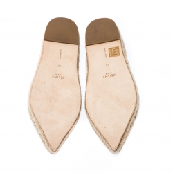 Celine White Leather Babouche  Pointed Toe Espadrilles Size 37