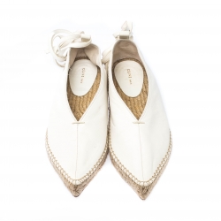 Celine White Leather Babouche  Pointed Toe Espadrilles Size 37