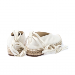 Celine White Leather Babouche  Pointed Toe Espadrilles Size 37