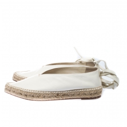 Celine White Leather Babouche  Pointed Toe Espadrilles Size 37