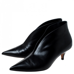 Celine Black Leather Pointed Toe Booties Size 38 