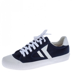 Pre Owned Celine Blue/White Canvas Plimsole Sneakers Size 40