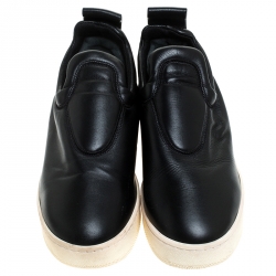 Pre Owned Celine Black Leather Slip On Sneakers Size 36
