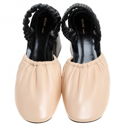 Pre Owned Céline Black/Beige Leather Slingback Sandals Size 39