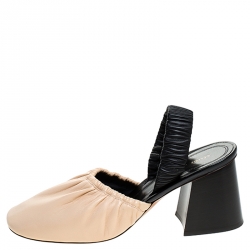 Pre Owned Céline Black/Beige Leather Slingback Sandals Size 39