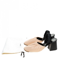 Pre Owned Céline Black/Beige Leather Slingback Sandals Size 39