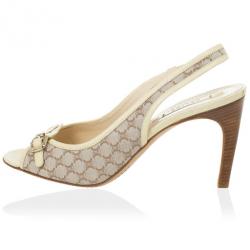Pre Owned Celine Cream Monogram Sandals Size 38.5