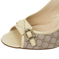 Pre Owned Celine Cream Monogram Sandals Size 38.5