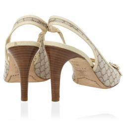 Pre Owned Celine Cream Monogram Sandals Size 38.5