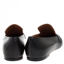 Celine Black/Brown Leather And Python Embossed Leather Pointed Toe Loafers Size 39
