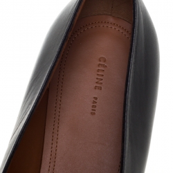 Celine Black/Brown Leather And Python Embossed Leather Pointed Toe Loafers Size 39