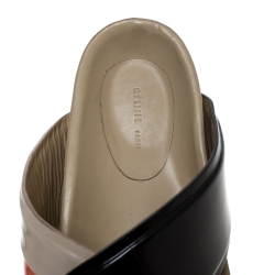 مملوكة مسبقًا Celine Multicolor Leather Cross Strap Flat Slide Sandals Size 39