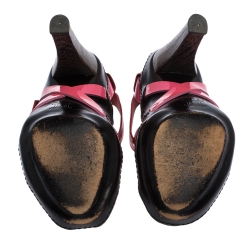 Pre Owned Celine Multicolor Patent Leather Strappy Slingback Sandals Size 37