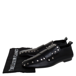 مملوكة مسبقًا حذاء لوفرز سيلين حلقات مرصعة جلد أسود مقاس 38