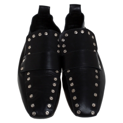 مملوكة مسبقًا حذاء لوفرز سيلين حلقات مرصعة جلد أسود مقاس 38