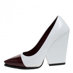 Pre Owned حذاء كعب عالي روكي سيلين مقدمة جلد عنابي / ابيض مقاس 6