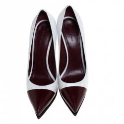 Pre Owned حذاء كعب عالي روكي سيلين مقدمة جلد عنابي / ابيض مقاس 6