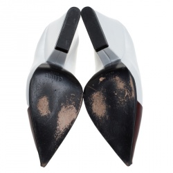 Pre Owned حذاء كعب عالي روكي سيلين مقدمة جلد عنابي / ابيض مقاس 6