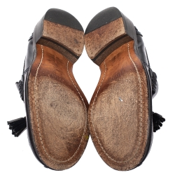 Pre Owned Celine Midnight Blue Patent Leather Tassel Loafers 36.5