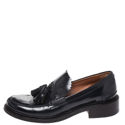 Pre Owned Celine Midnight Blue Patent Leather Tassel Loafers 36.5