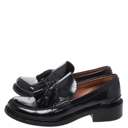 Pre Owned Celine Midnight Blue Patent Leather Tassel Loafers 36.5