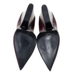 Pre Owned Celine Burgundy Leather Pointed Toe Wedge Pumps Size 41