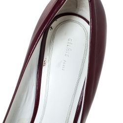 Pre Owned Celine Burgundy Leather Pointed Toe Wedge Pumps Size 41