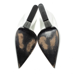 Pre Owned Celine White Leather Pointed Toe Wedge Pumps Size 41