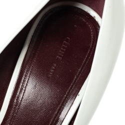 Pre Owned Celine White Leather Pointed Toe Wedge Pumps Size 41