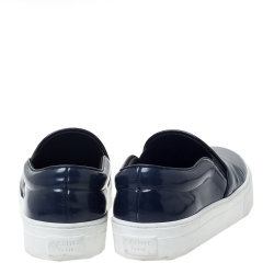 Pre Owned Celine Blue Patent Leather Slip On Sneakers Size 36