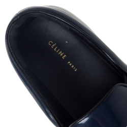 Pre Owned Celine Blue Patent Leather Slip On Sneakers Size 36