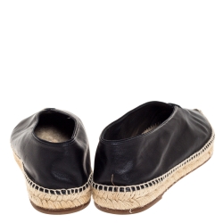 Pre Owned Celine Black Leather Babouche V Cut Espadrille Flats Size 41