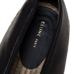 Pre Owned Celine Black Leather Babouche V Cut Espadrille Flats Size 41