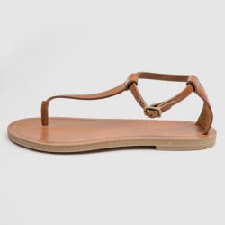 Pre Owned Celine Brown Leather Ankle Strap Flat Sandals Size 38