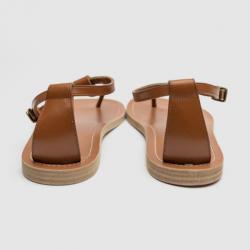 Pre Owned Celine Brown Leather Ankle Strap Flat Sandals Size 38