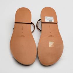 Pre Owned Celine Brown Leather Ankle Strap Flat Sandals Size 38