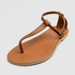 Pre Owned Celine Brown Leather Ankle Strap Flat Sandals Size 38