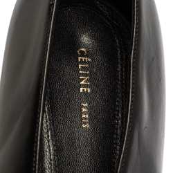 Pre Owned Celine Black Leather V Neck Pumps Size 37