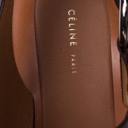 Pre Owned Celine Brown Leather Buckle Detail Flat Sandals Size 39