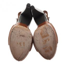 Pre Owned Celine Brown Leather Slingback Sandals Size 40