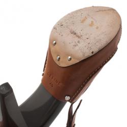 Pre Owned Celine Brown Leather Slingback Sandals Size 40