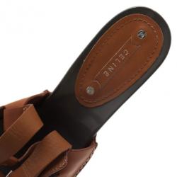 Pre Owned Celine Brown Leather Slingback Sandals Size 40