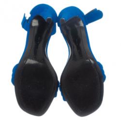 Pre Owned Celine Blue Suede Ankle Strap Sandals Size 37