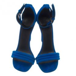 Pre Owned Celine Blue Suede Ankle Strap Sandals Size 37