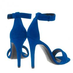Pre Owned Celine Blue Suede Ankle Strap Sandals Size 37