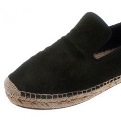 Pre Owned Celine Green Pony Hair Espadrilles Size 38
